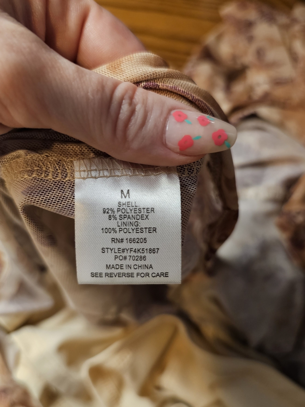 Lucky Brand Boho Mesh Floral Tiered Maxi Dress Medium Brown Long Sleeve - Picture 5 of 7
